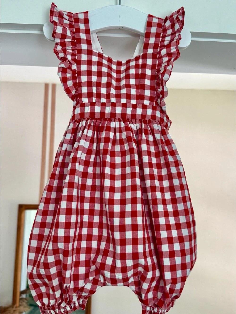 Baby Gap Red Gingham Romper Sz 6-12 Months EUC
